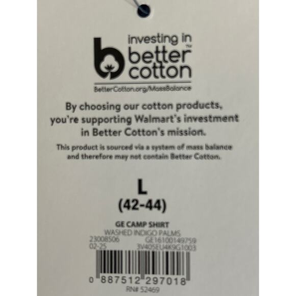 George Men’s Hawaiian Shirt Blue Palms Size Large Short Sleeve Button Up NWT - Picture 6 of 8